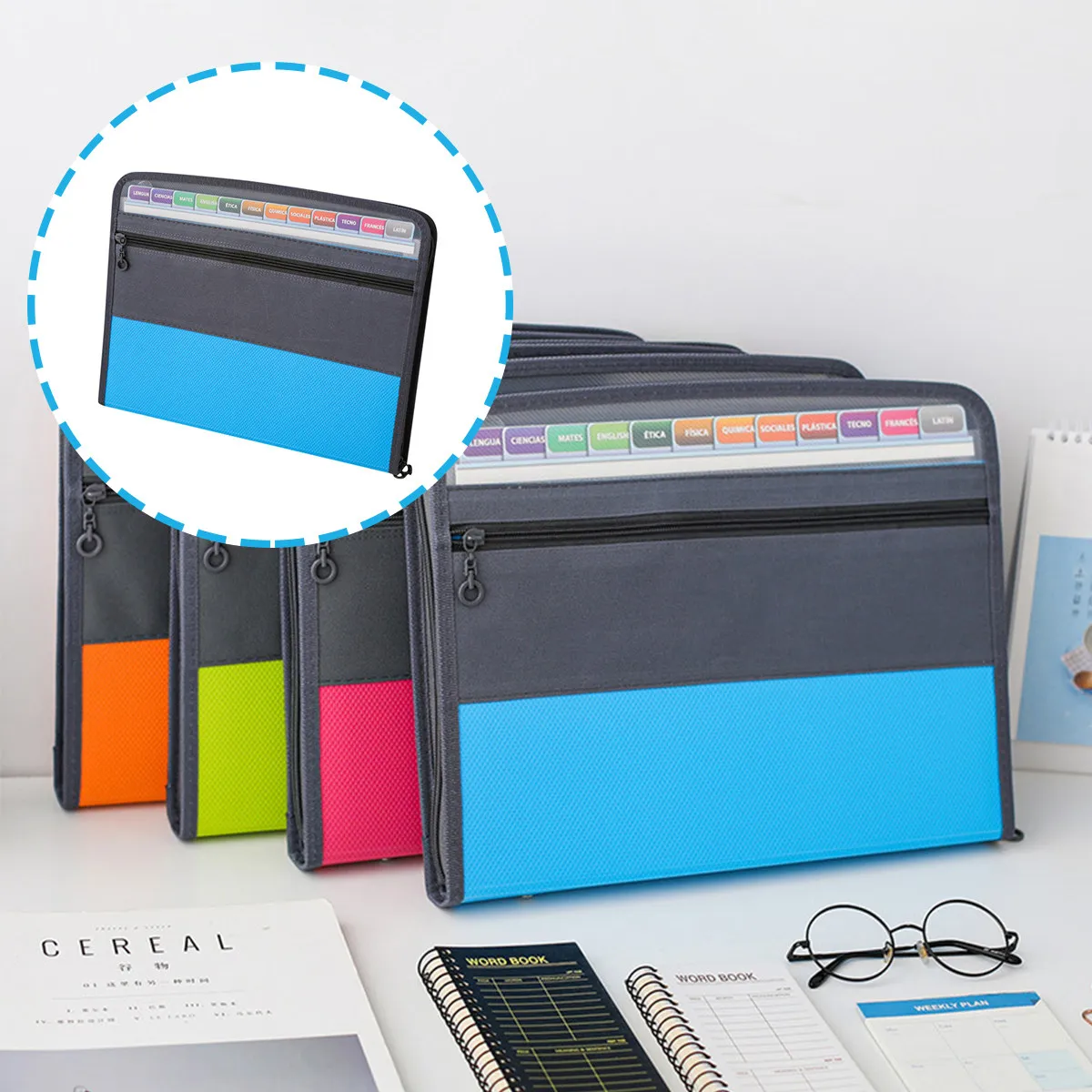 

13-Layer A4 Receipt Organizer Folders Multi-Compartment Expanding File Folder with Label Tabs Ideal for Pens Highlighters Office