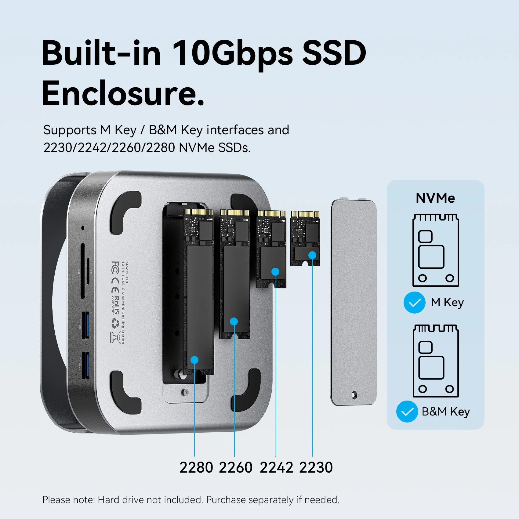 Vention USB Hub for Mac Mini M4 Pro Docking Station DP 4K@240Hz USB 3.2 10Gbps M.2 NVMe SSD SD&TF 3.5mm Adapter USB Splitter