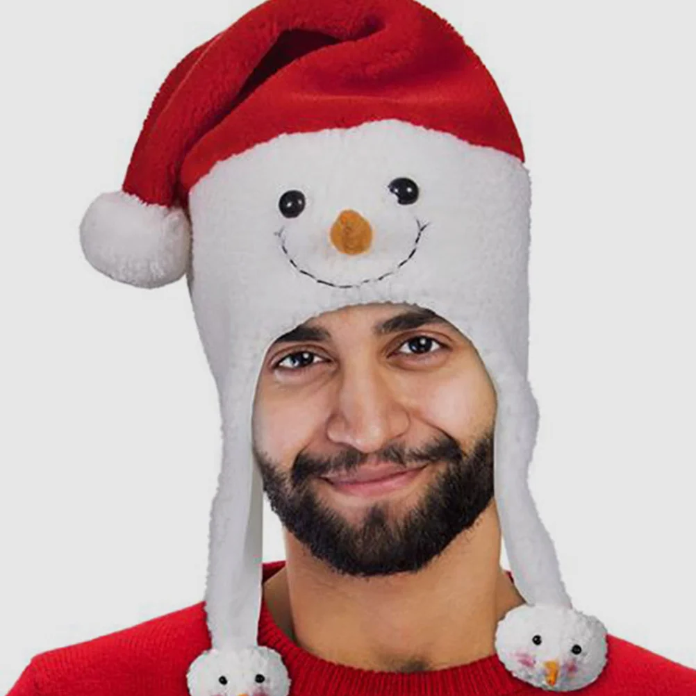 

Cute Snowman Christmas Hat for Holiday Party Fun Santa Claus Costume Accessory Festive Xmas Decoration Warm Comfortable Headwear