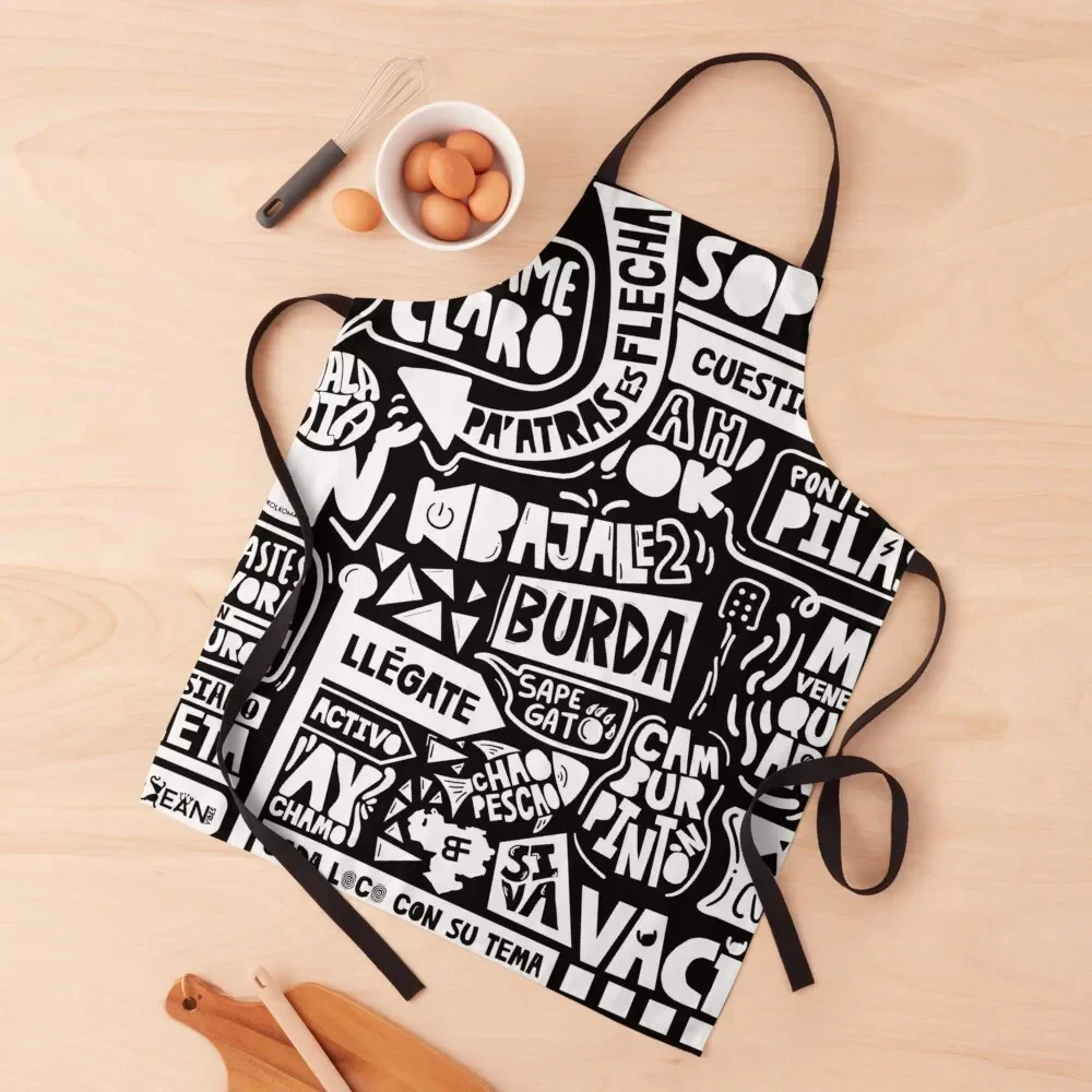 

(White) Mural "More Venezuelan Than La Arepa" Apron For Nail Stylist japanese woman Kitchen Novel Kitchen Accessories Apron