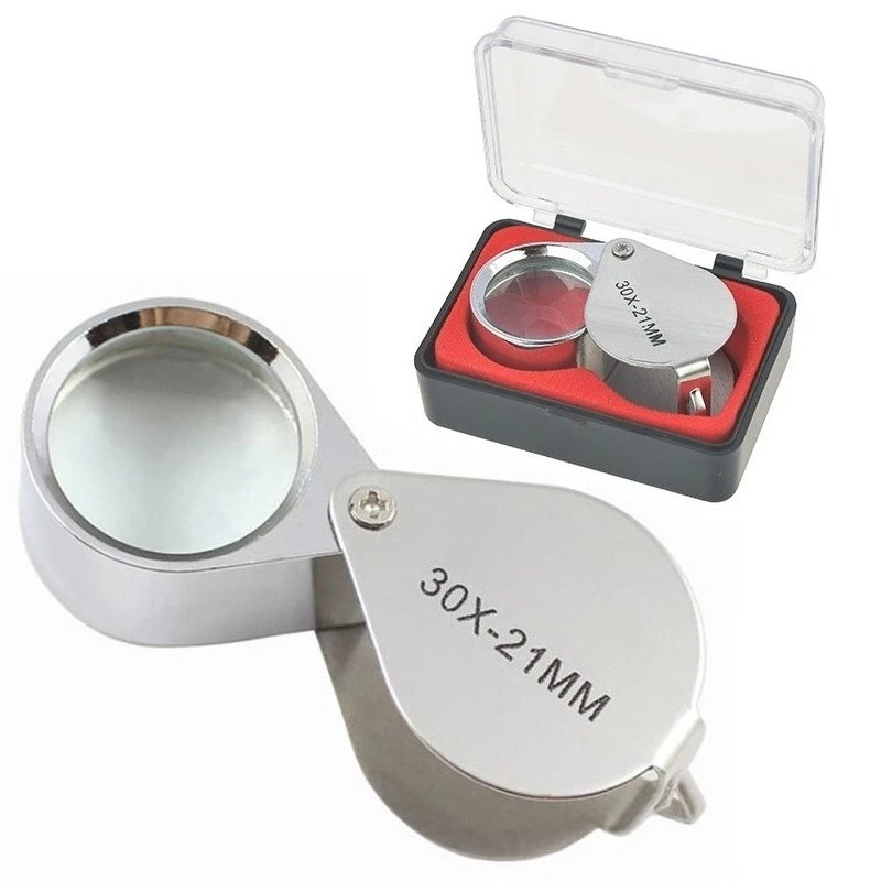 Pocket Foldable All Metal 30X Magnifying Loupe For Jewelry Diamond Antique Appreciation With Gift Box