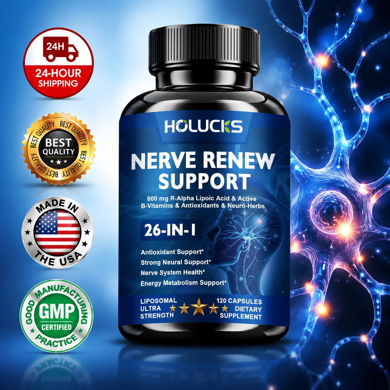 Magnesium Glycinate Capsule - كبسولات بريميوم لتجديد الأعصاب، تحتوي على