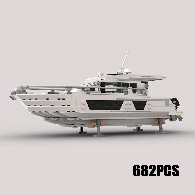 Moc Building Bricks Military Boat Model Outboard Motor Yacht Technology Modular Blocks Gifts Christmas Toys DIY Sets Assembly