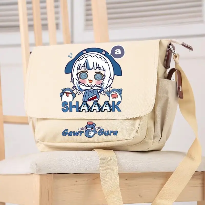 Gawr Gura Vtuber Anime hololive Canvas bag Cosplay Student Travel Shoulder Bag Casual Bag Xmas Gifts Boys Girls Birthday Present