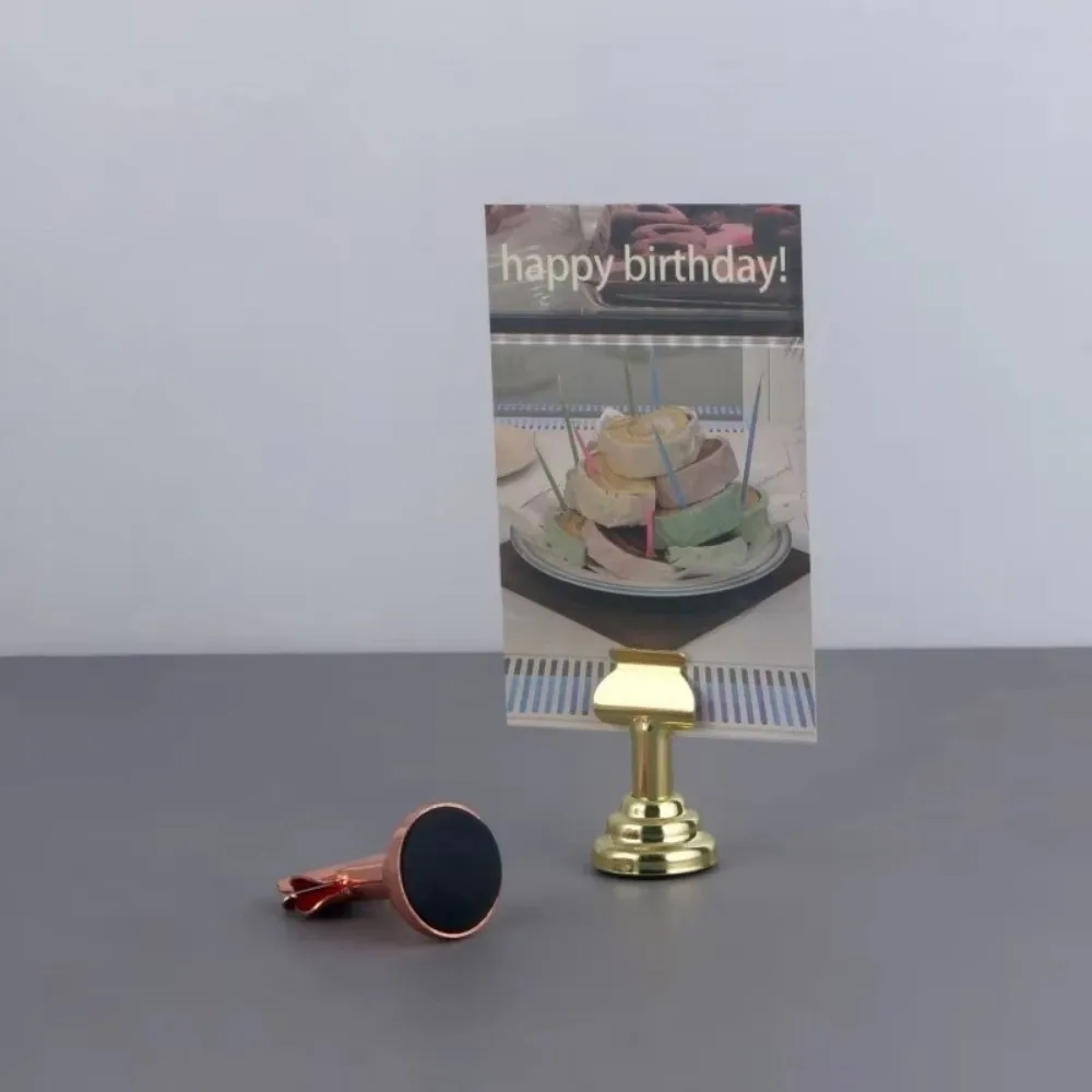 New Metal Table Number Holder Circular Base Vertical Place Card Holder Reusable Desktop Display Clip Restaurant Display