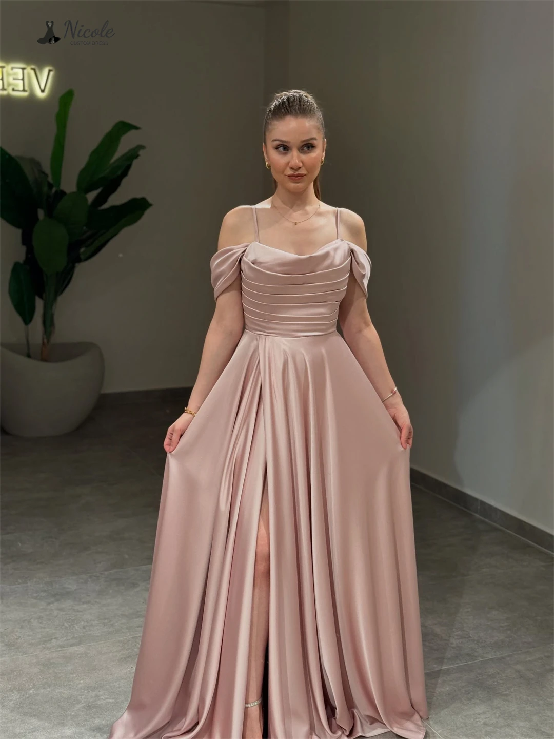 Nicole Robe De Cocktail Femme Spalline sottili Abiti da sera da donna di lusso Donna Elegante linea A Abiti da ballo di lusso