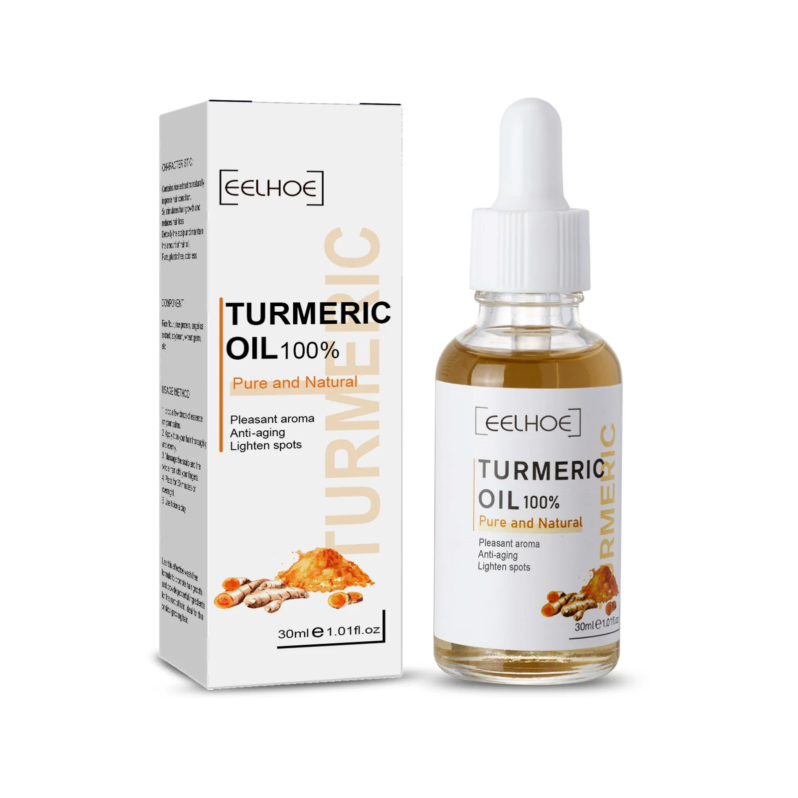 EELHOE Turmeric Face Serum Lightening Skin Anti Freckles Pigmentation Treatment Melanin Correcting Serum Skin Care Products 30ml