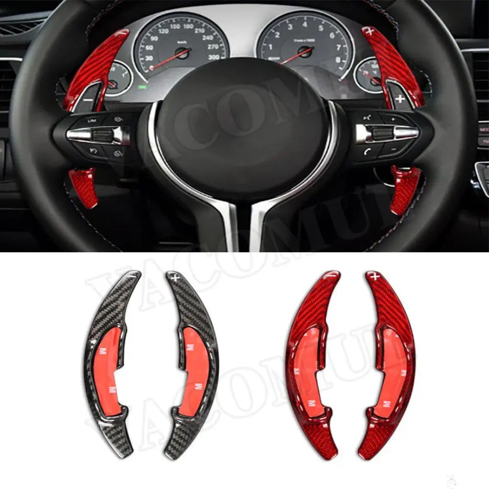 

VACOMUL 2Pcs Carbon Fiber Steering Wheel Shift Paddle Shifters Extension Decorations for BMW M2 M3 M4 M5 M6 X5M X6M Car Styling