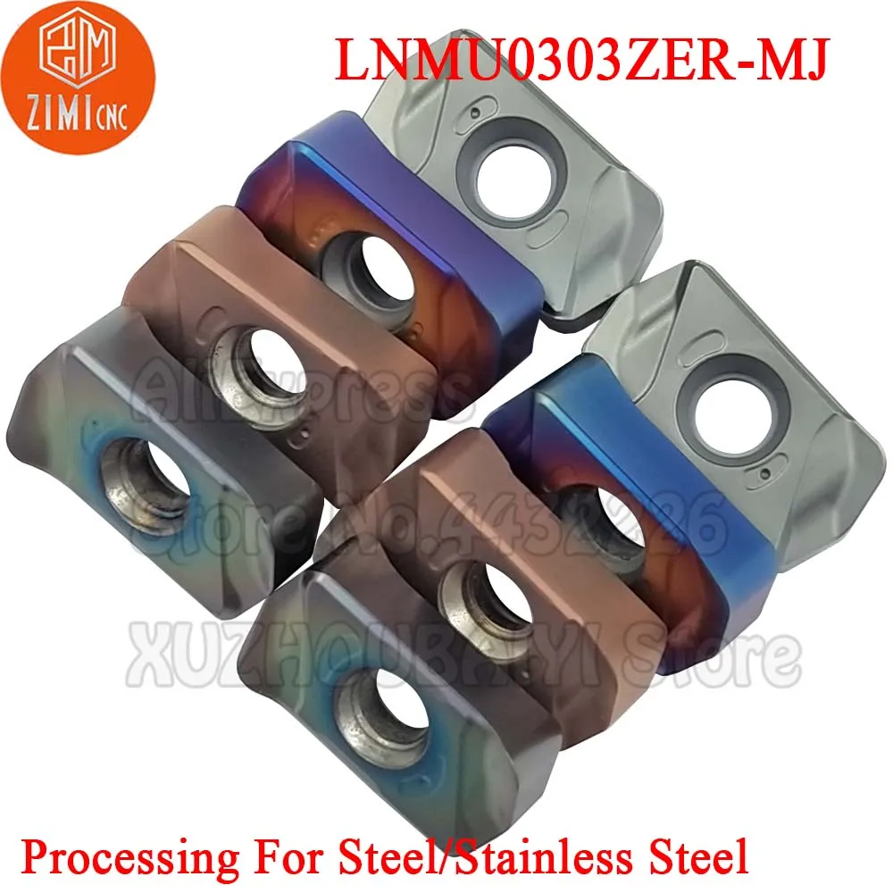 10pcs LNMU0303ZER-MJ LNMU0303ZER MJ LNMU0303 ZER MJ LNMU 0303 카바이드 빠른 피드 밀링 인서트 선삭 도구 CNC 커터 블레이드