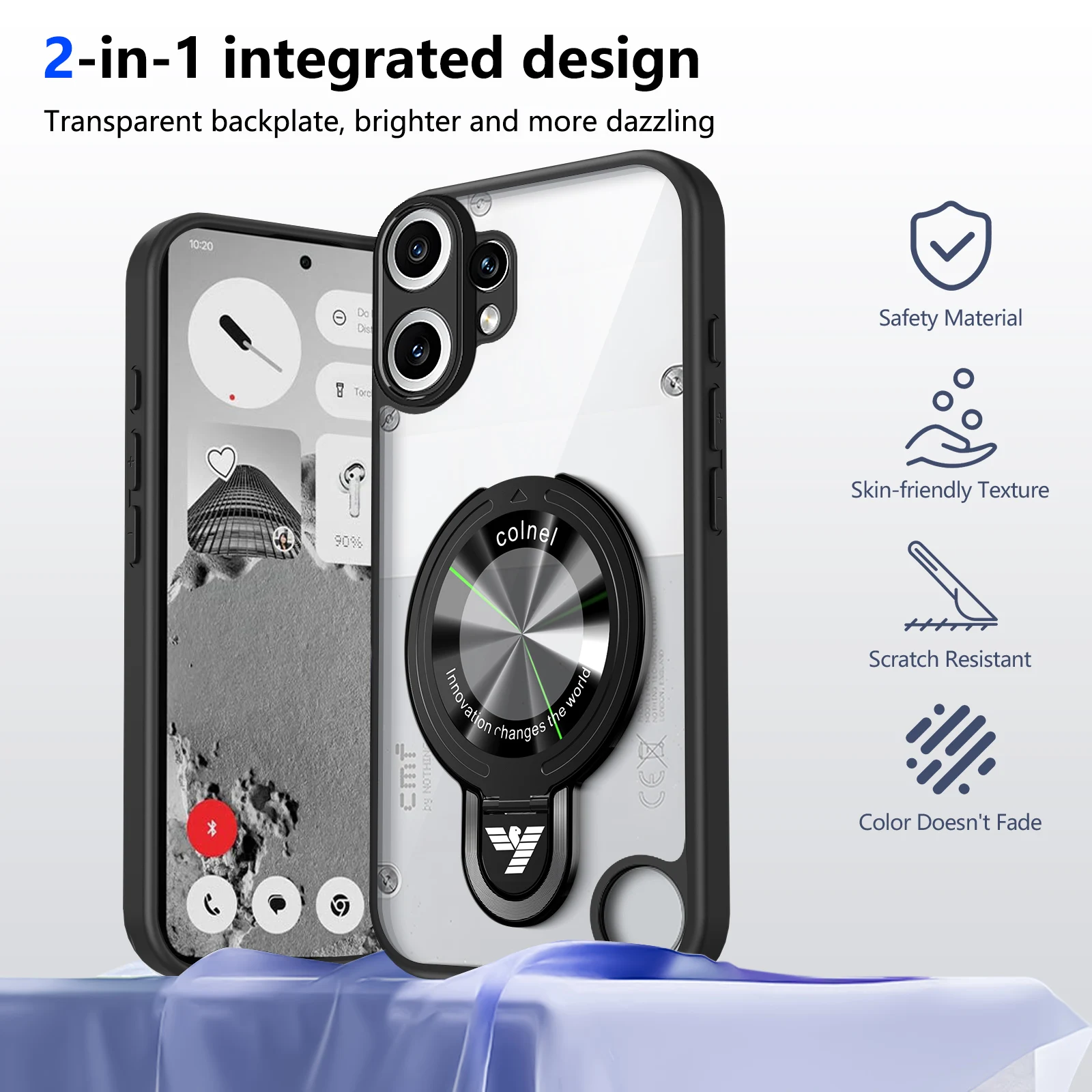 

For Nothing CMF Phone2 Pro Case Luxury Acrylic U-Shield Stand Back Cover For Nothing CMF Phone2 Pro/1 shockproof Bumper Funda
