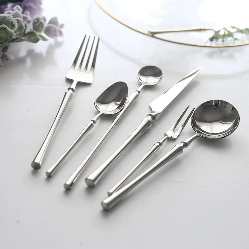 304 Mirror Stainless Steel Dinner Knife Fork Spoon Dinnerware Set Luxury Cutlery Silverware Steak Coffee Dessert Fruit Fork