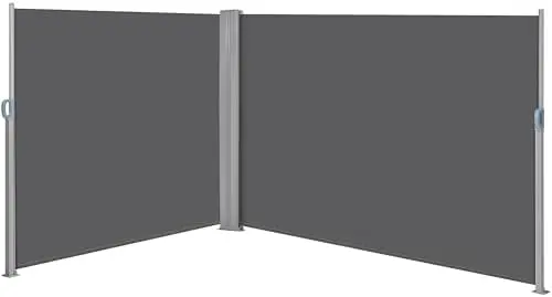 236 x 71in Double Side Awning, Patio Retractable Side Screen Awning, Privacy Divider Screen w/ 220g/m² Polyester