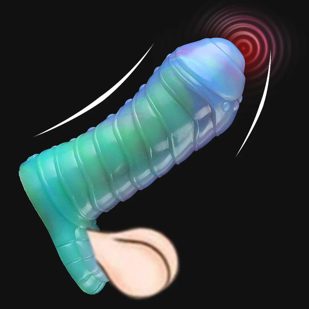 YOCY Luminous Monster Penis Sleeve Soft Silicone Flexible Cock Sheath Sex Toy For Men G-Spot Vaginal Anal Stimulator