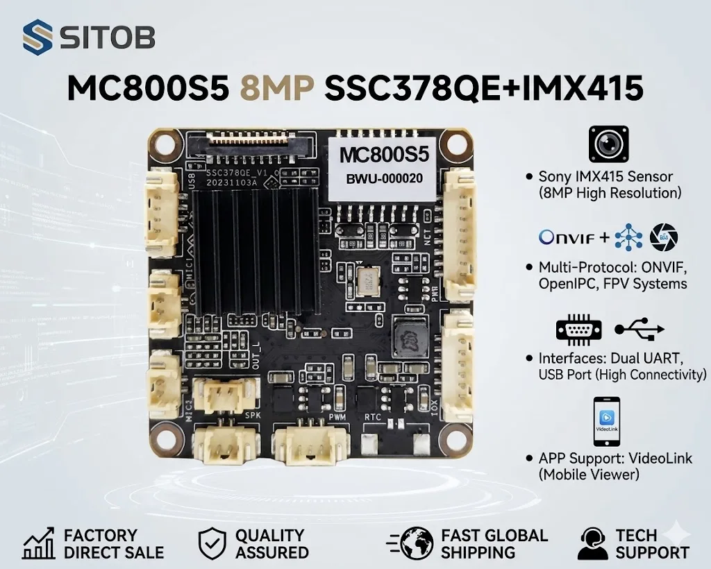 MC800S5 SSC378QE IMX415 1 /2.8 inch 8mp CCTV Camera/OpenIPC Module,Sigmastar SoC,12V Power, Dual UART, IR-CUT, two-way Audi
