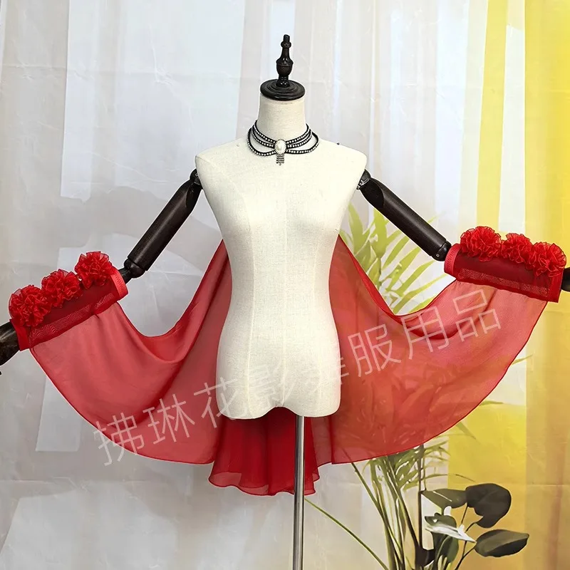 

Flilin Flower Shadow Modern Arm Sleeves Ballroom Dance National Standard Dance Big Swing Sleeves Three-dimensional Flowers