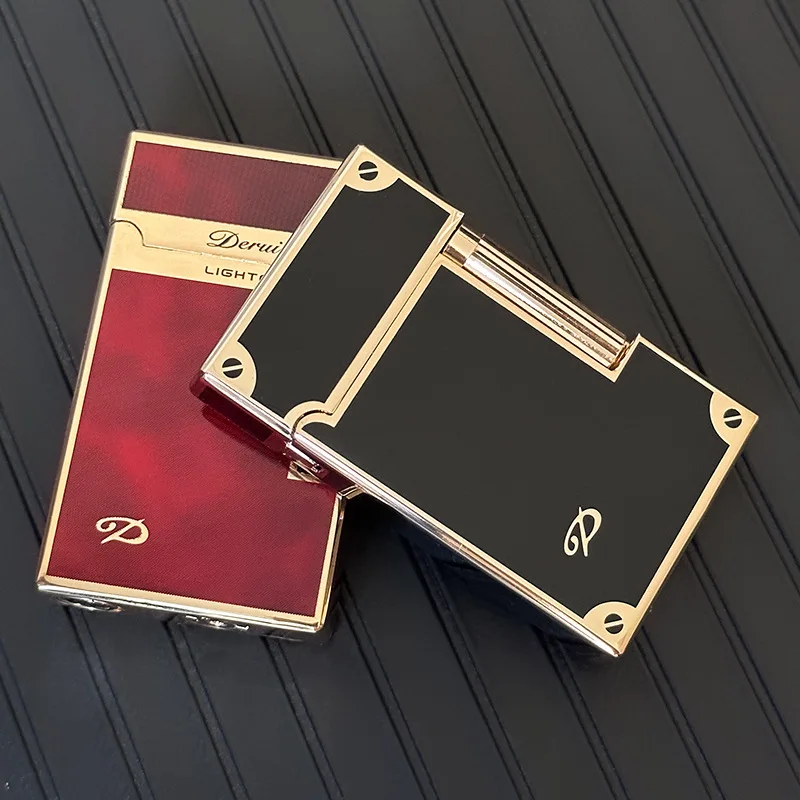 

Металлическая надувная зажигалка с боковым шкивом Derey Ronson, зажигалка с открытым пламенем на шлифовальном колесе, простой стиль, элитный подарок для мужчин