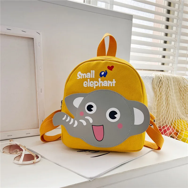 

Cartoon Canvas Children's Bapa Boys And Girls School Bag Baby Kindergarten Bookbag Dual oulder Bag for Spring Outings