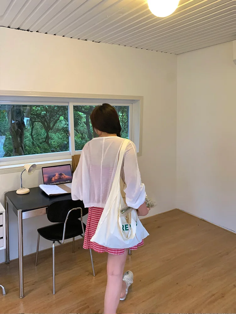 

Lin Da Hui plus Size Summer Thin Outerwear Cardigan Meat Concealing Slimming Lightweight Women's Knitted Sweater Coat