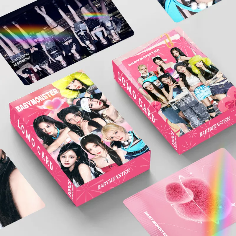 30Pcs BABYMONSTER Holographic Laser Flash LOMO Cards Double Sided HD Printing Ins Photo Cards Decorative Collectible Present