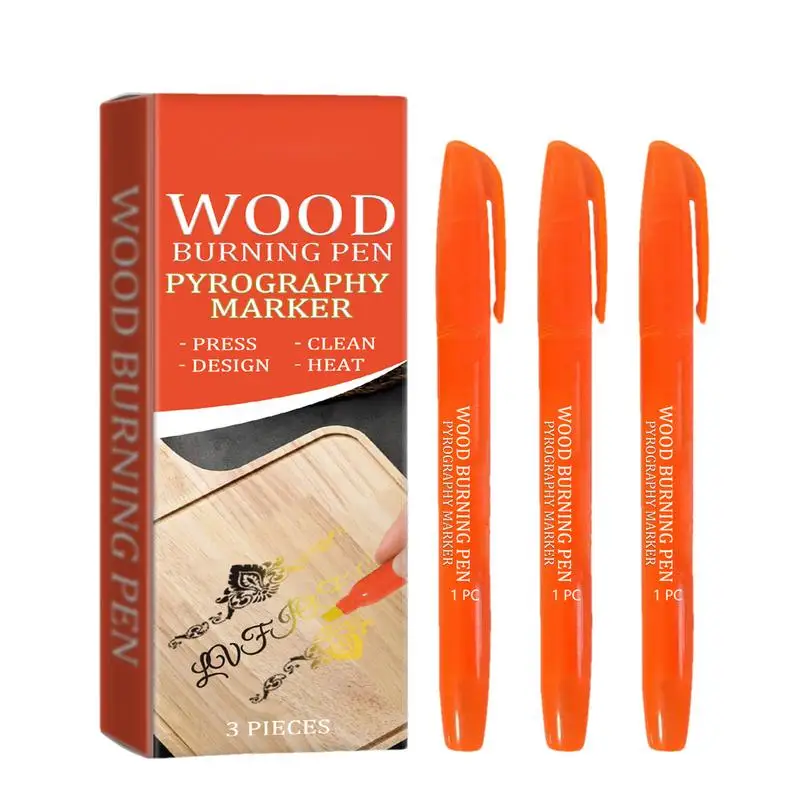 Pyrography Pen Wood Burner 3 Pieces Scorch Pen Multifunctional Portable Wood Burning Marker for Wood Art Artists Beginners Wood