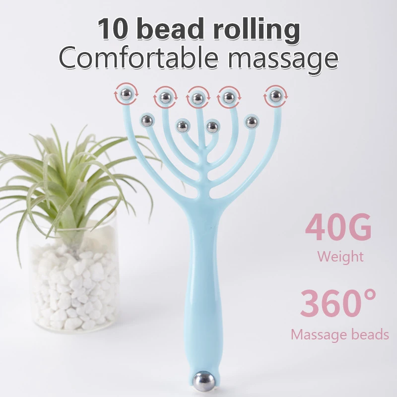 9 Claws Head Massger Streamlined Ball Body Relaxation Scalp Massage Roller For Hair Growth Hand Held Hair Stress Relief Aid