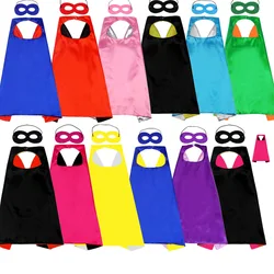 Superhero Cosplay Costume Solid Two Colored Satin Super Hero Cloak Children Cape Boys Girls Satin Halloween Carnival Party