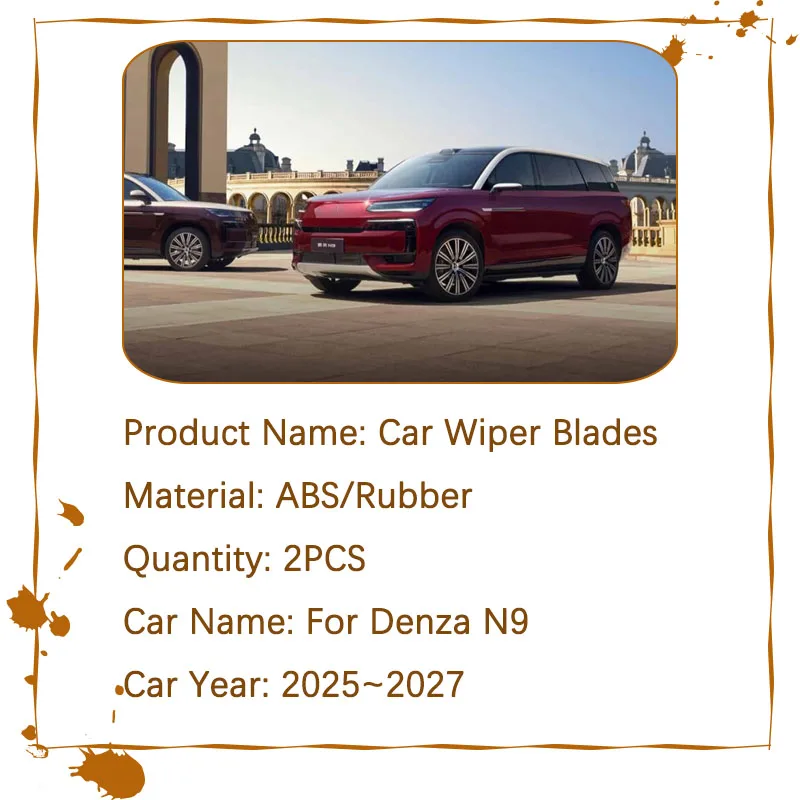 

2 шт. бескаркасные щетки стеклоочистителя для BYD Denza N9 2025 2026 2027, передние, для очистки лобового стекла, автозапчасти