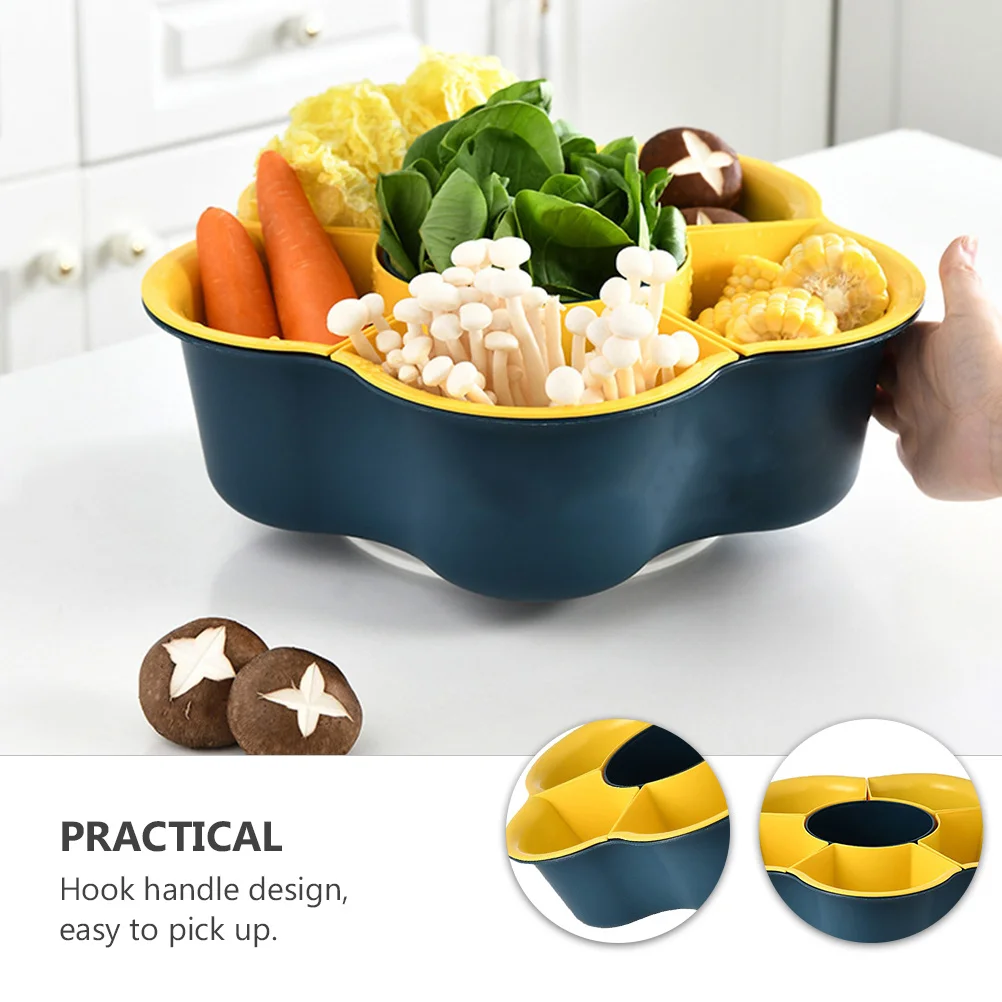 

1pc Rotatable Hot Pot Food Holder Detachable Drain Basket For Fruits Vegetables Washing Double Layer Kitchen Storage Plastic