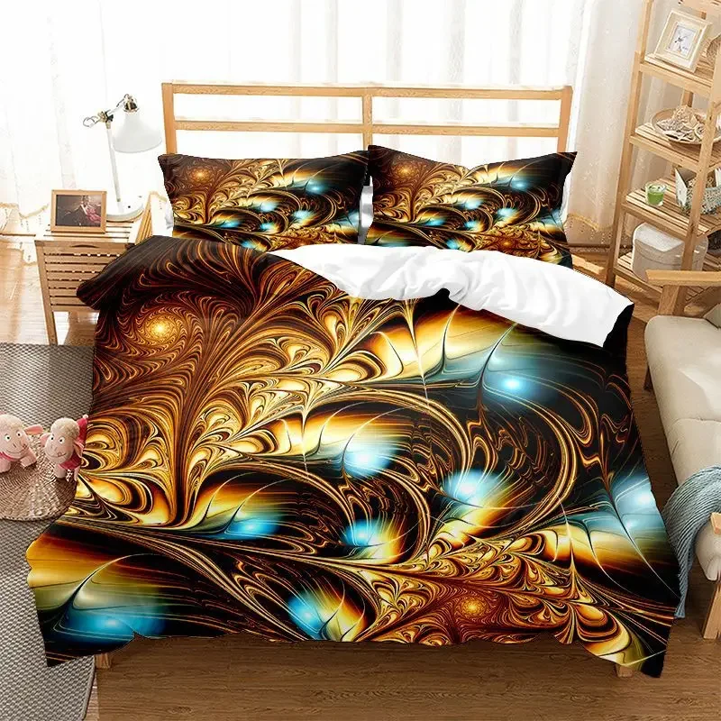 Floral Chinoiserie Duvet Cover King Queen Abstract Green Gold Asian Vintage Style Flowers Polyester Quilt Cover for Women Girls