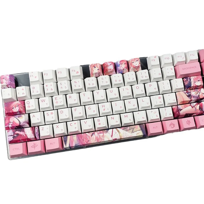 مجموعة أغطية مفاتيح مخصصة مكونة من 12 مفتاحًا لشخصية أنيمي للوحات المفاتيح الميكانيكية بتصميم Cherry PBTCute بمحور متقاطع لهدية لوحة مفاتيح ألعاب الكمبيوتر
