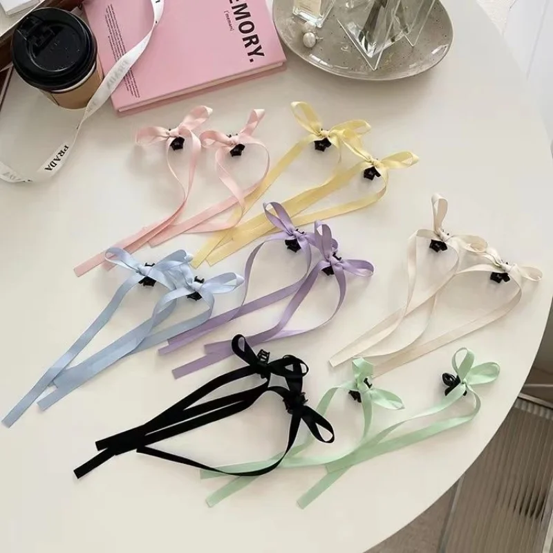 Sweet Small Ribbon BowKnot Hair Claw Clips Korean New Trendy Charm Ladies Hairpin Hair Accessories for Women Weaving Headwear