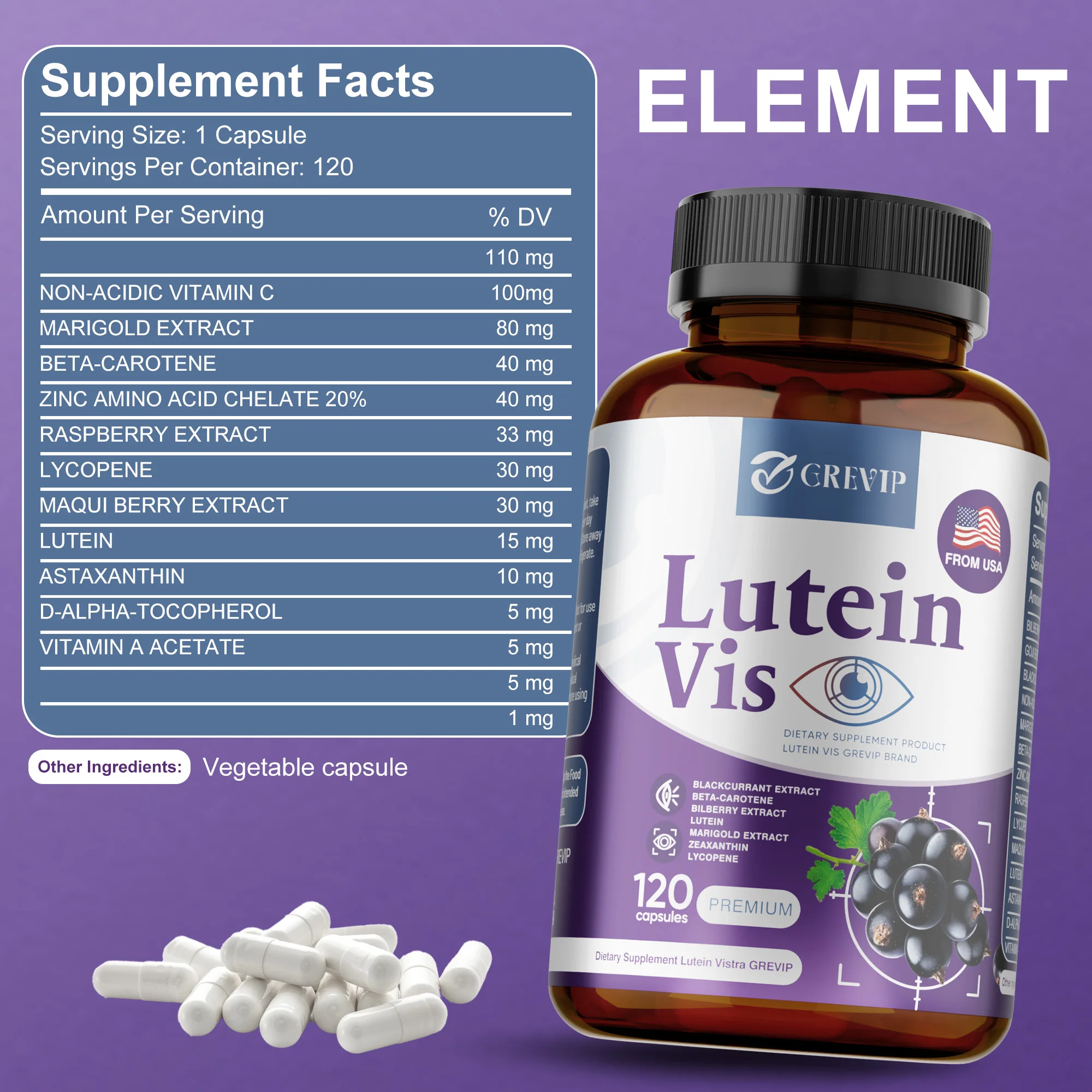 Lutein Capsules Daily Eye Protection Anti Blue Light Relieve Dry Sore Eyes Long Term Screen User Supplement