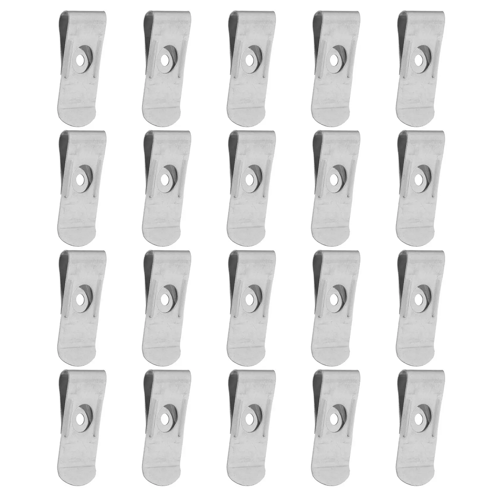 20Pcs Round-Edged Stainless Steel Tape Measure Belt Clip Metal Hook Attachment for Carpenters Uniform Officers