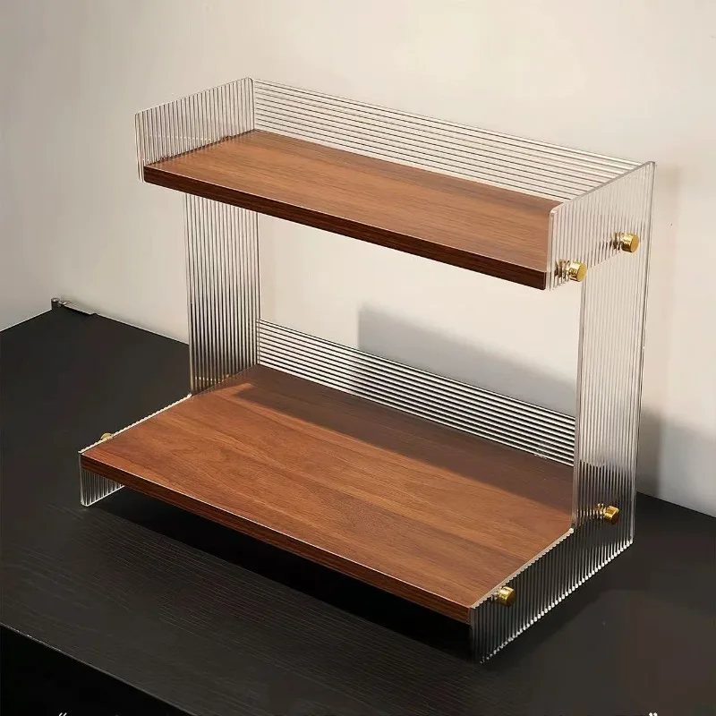 Modern Minimalist Transparent Acrylic 2 Tier Desktop Makeup Cosmetic Storage Organizer Dresser Vanity Bedroom Home Decor Novelty