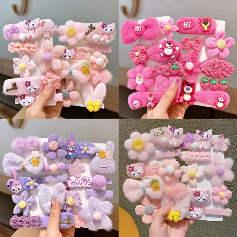 

Kids Girls Cute Cartoon Hair Clips Plush Hairpins Floral Knitted Headwear Fashion Hair Barrettes for Daily Accessories D1888