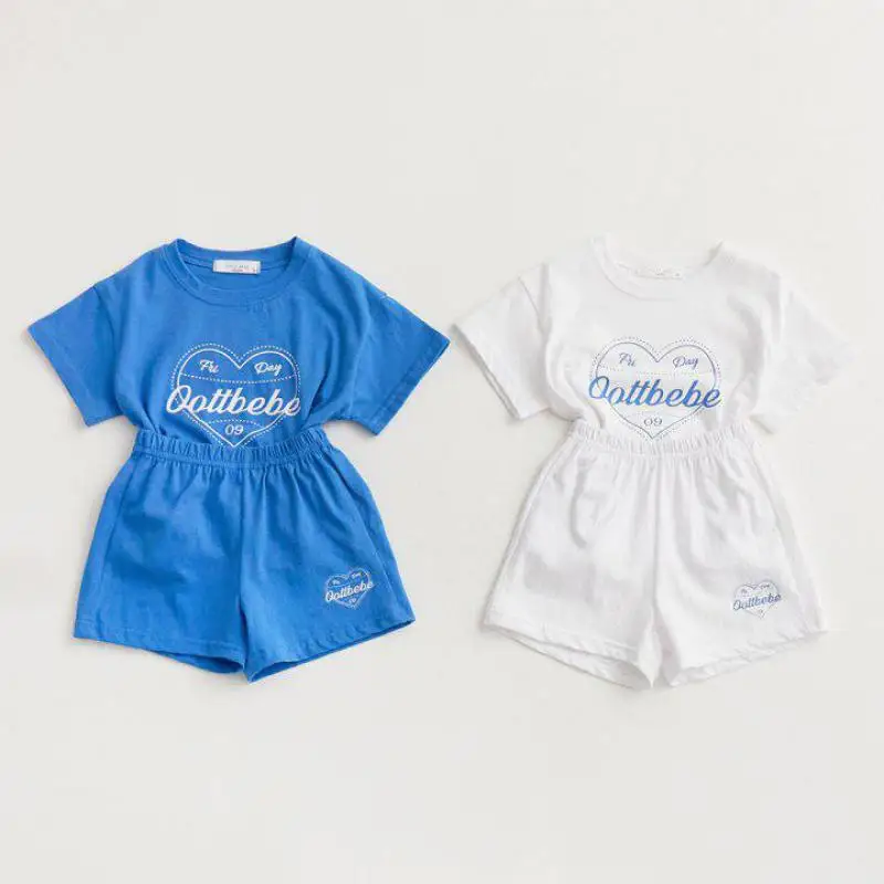 

2024 Summer New Baby Short Sleeve Clothes Set Children Letter Print T Shirts + Shorts 2pcs Suit Cotton Infant Casual Tee Outfits