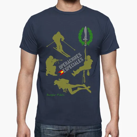 Camiseta de la Legión Española de Operaciones Especiales Semper Fidelis Camiseta de algodón para hombre, camisa de manga corta con cuello redondo,