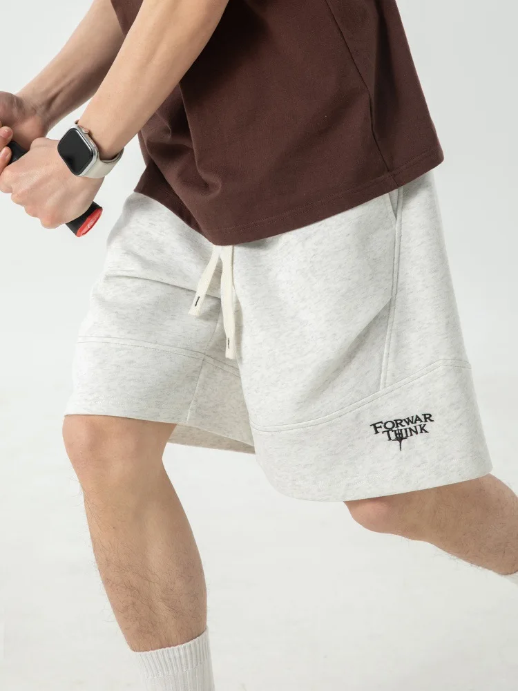 

Mens Summer Casual Cotton Short High Street Loose Fit Knee Length Trousers Male Vintage Embroidered Logo Sports Short