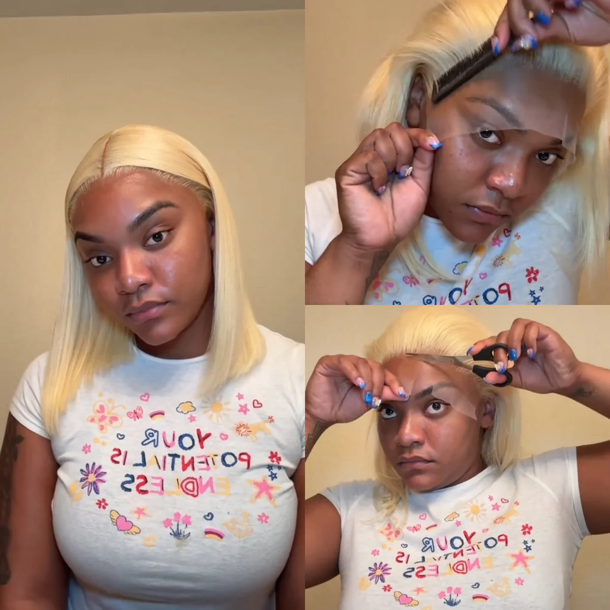 قصيرة مستقيم بوب شعر مستعار خصلات الشعر المستعار الإنسان شقراء 613 الملونة الدانتيل الجبهة خصلات الشعر المستعار الإنسان 13x4 الدانتيل أمامي باروكة من شعر طبيعي للنساء