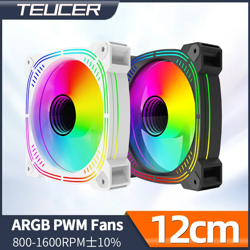 Teucer Infinite Mirror 2th White 120mm 12V PWM ARGB Silent Fan 5V3Pin  Stereo Lighting Effect ARGB Reversal Chassis Ventilador