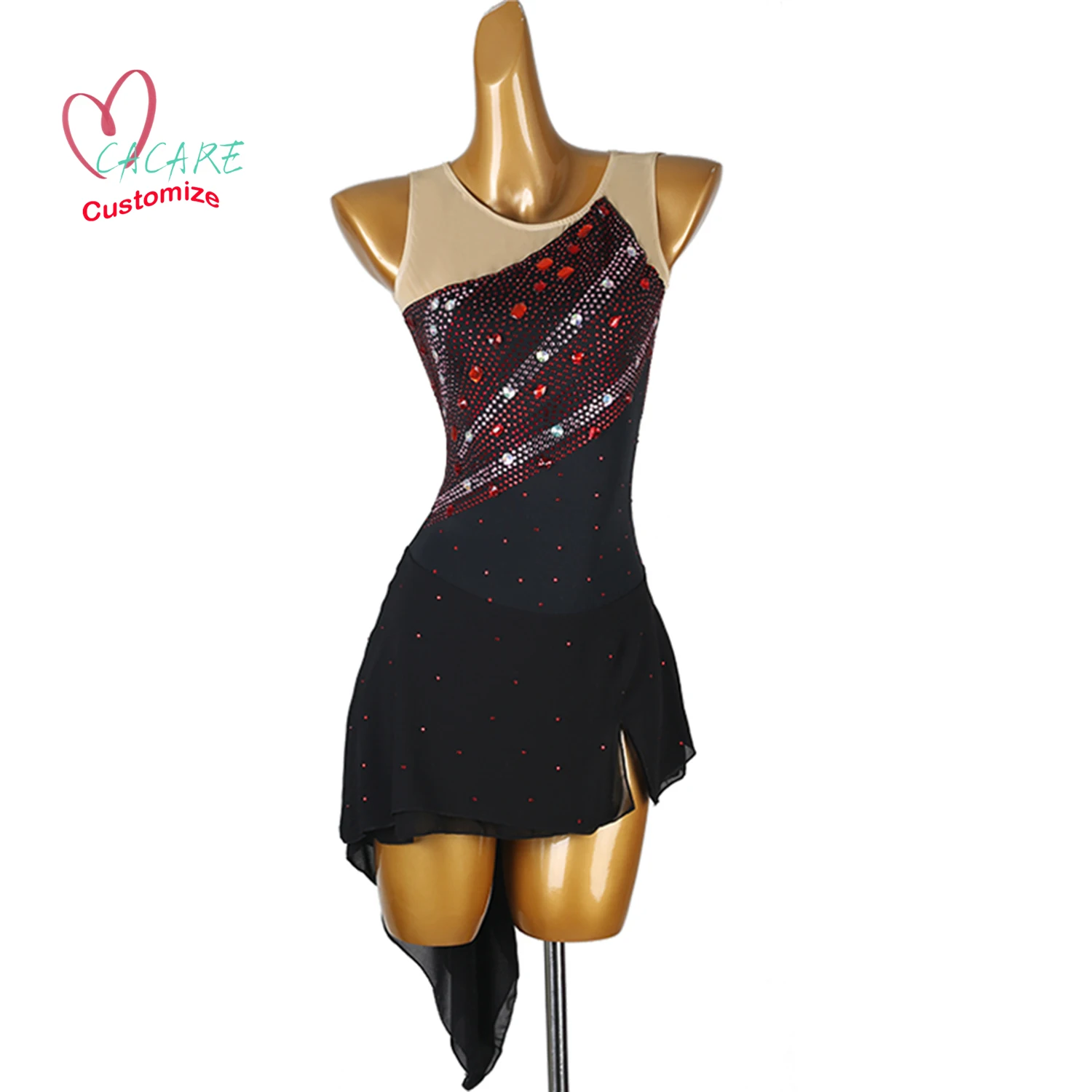 ชุดฟิกเกอร์สเก็ต ชุดเต้นรำ ชุดแสดงบนเวที เสื้อผ้าเด็กผู้หญิง ชุดสเก็ตน้ำแข็ง ชุดเต้นรำ ชุดลีโอตาร์ด แซมบ้า B027