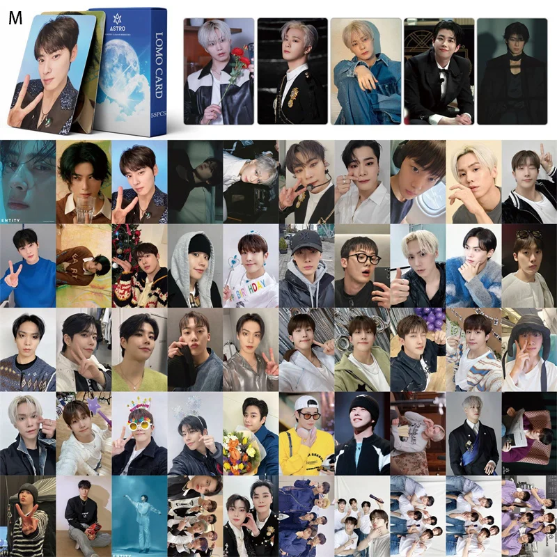 Kpop 55pcs/set ASTRO 8th Anniversary Album MJ JINJIN EUNWOO Collectible Photo Card LOMO Card Rocky Yoon SANHA Postcard Gift