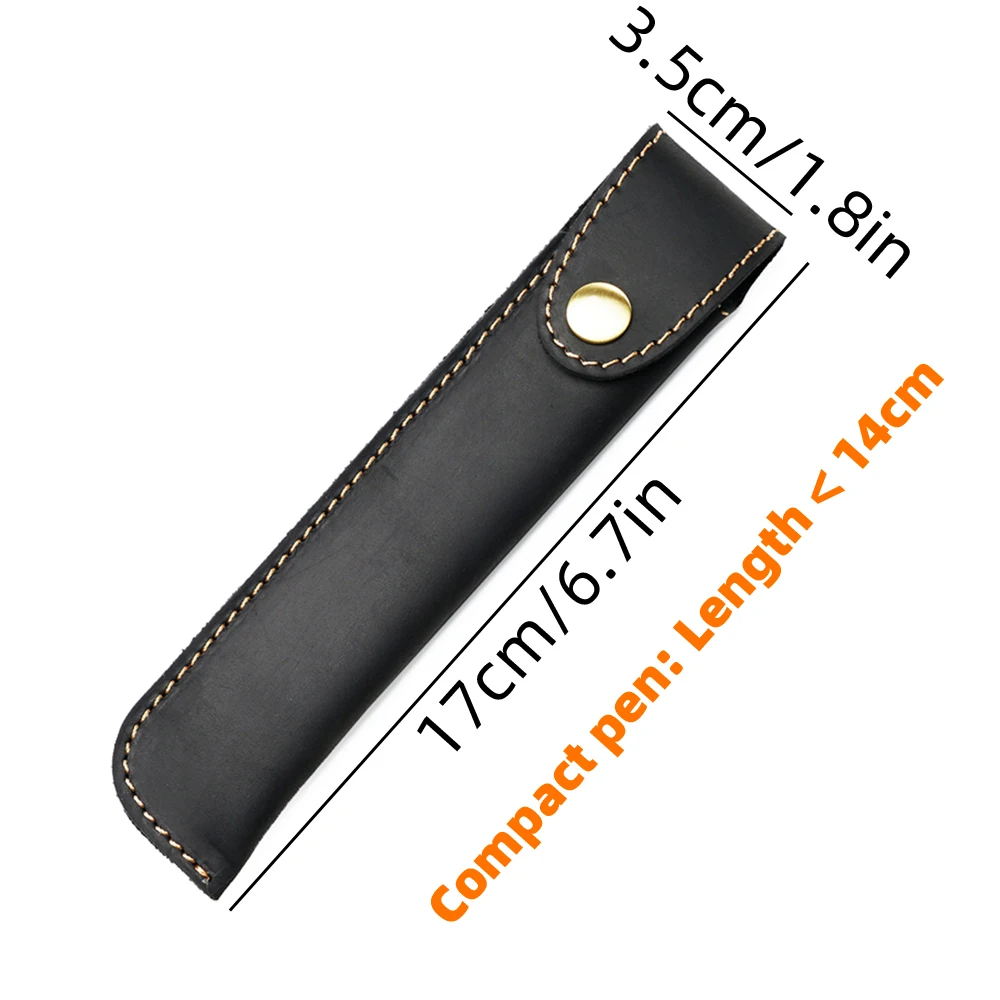 Vintage Handcrafted Leather Pen Case Pencilcase Protective Cover with Snap Closure Portable Office School Travel Supplies