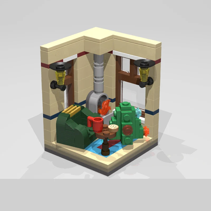 City Street View Model MOC Building Bricks Christmas Vignette Modular Technology Gifts Holiday Assemble Children Toys Suit
