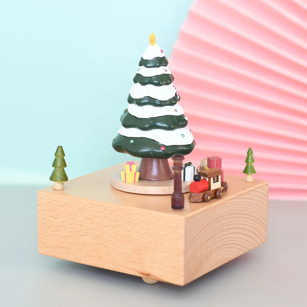 

New Popular High Quality Wooden Crafts Christmas Tree Music Box For Festival Gift