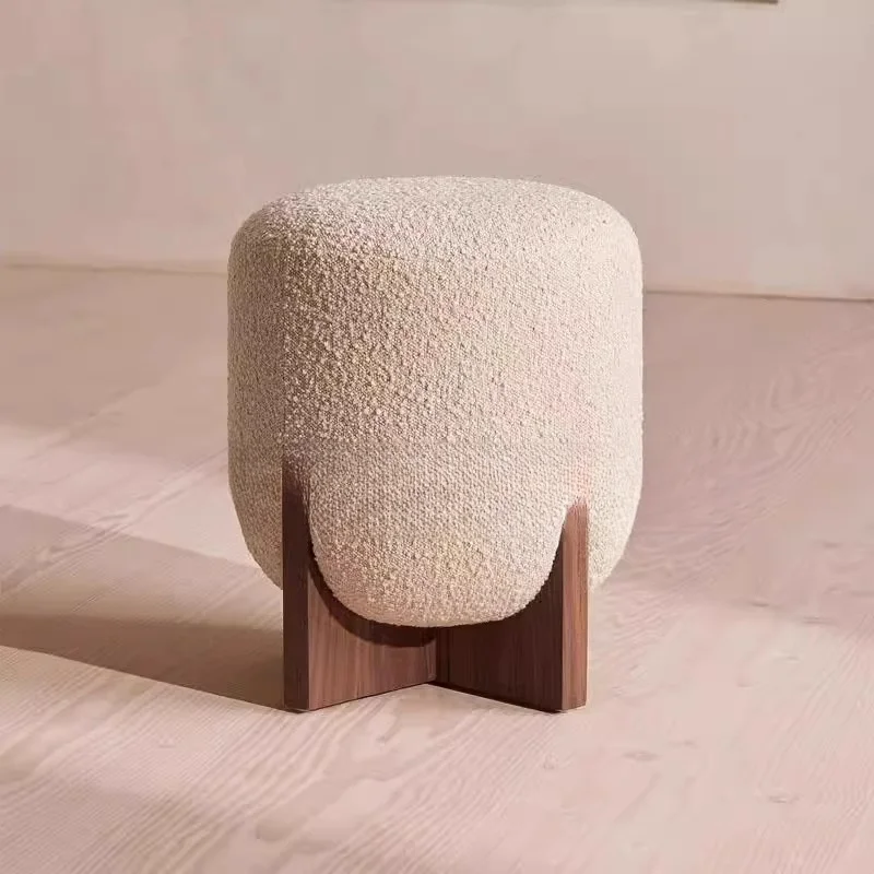 Minimalist Designer Low Stool Multi-Function Living Room Entryway Shoe Stool Solid Wood Makeup Seat & Bedroom Vanity Chair