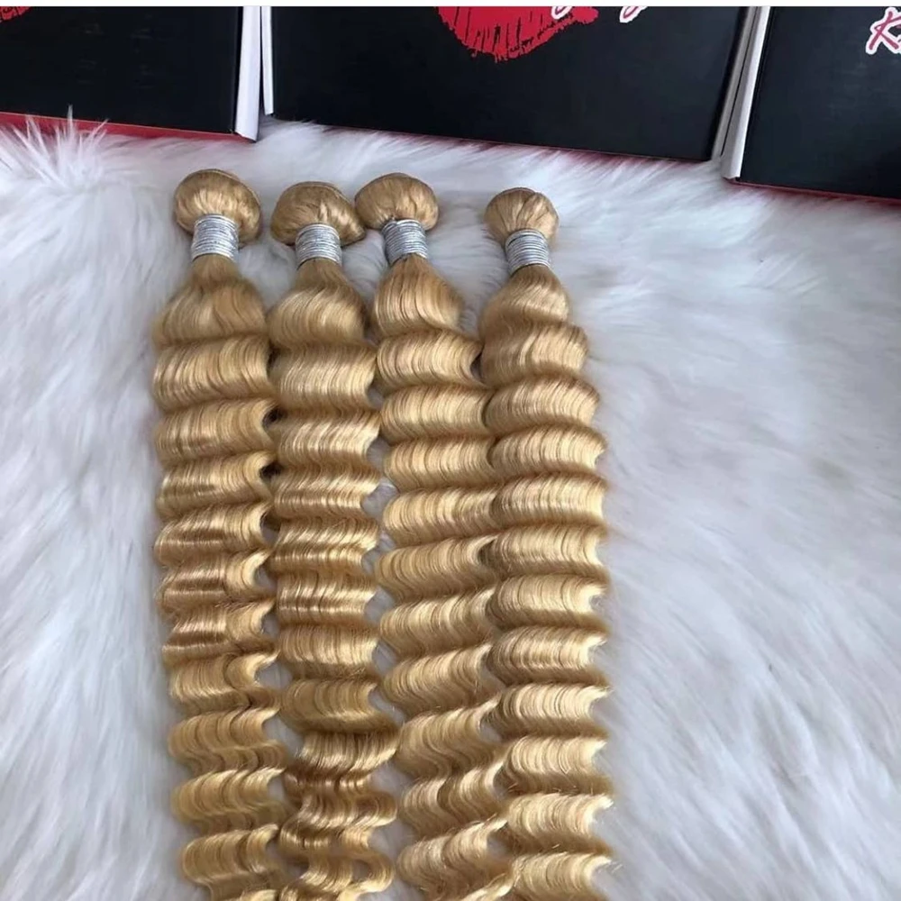 

Бразильские пучки глубоких волн 613, светлые волосы Remy, вьющиеся пучки человеческих волос, 1/3, пучки плетения, натуральный цвет, наращивание волос