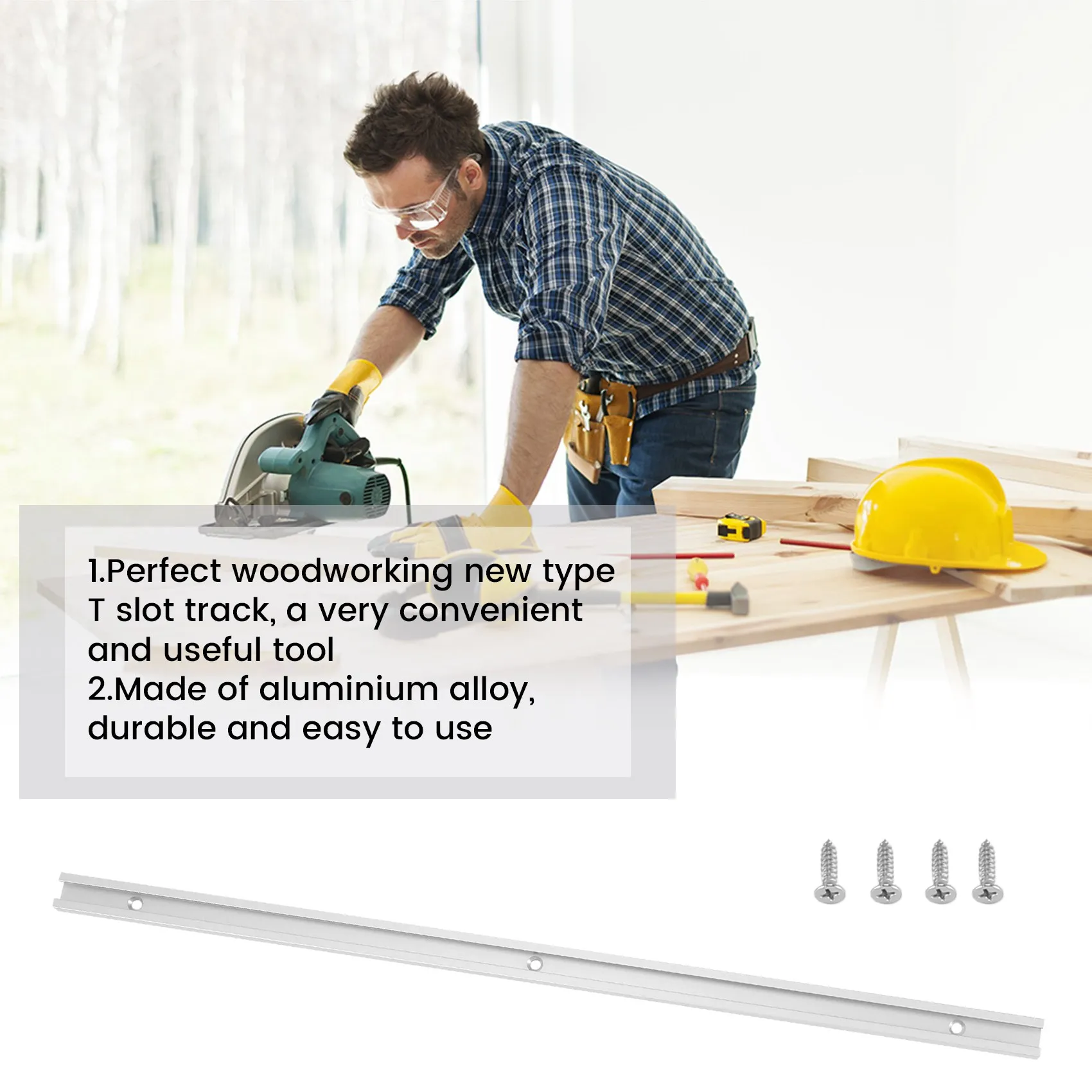 ABZF 2026 Aluminium Bar Slider T-Tracks T-Slot Jig Fixture for Table Saw Gauge Rod (500Mm)