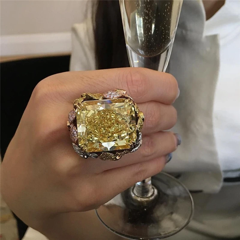 Женское кольцо из драгоценного камня Hyperbole14K, с натуральным бриллиантом цвета шампанского