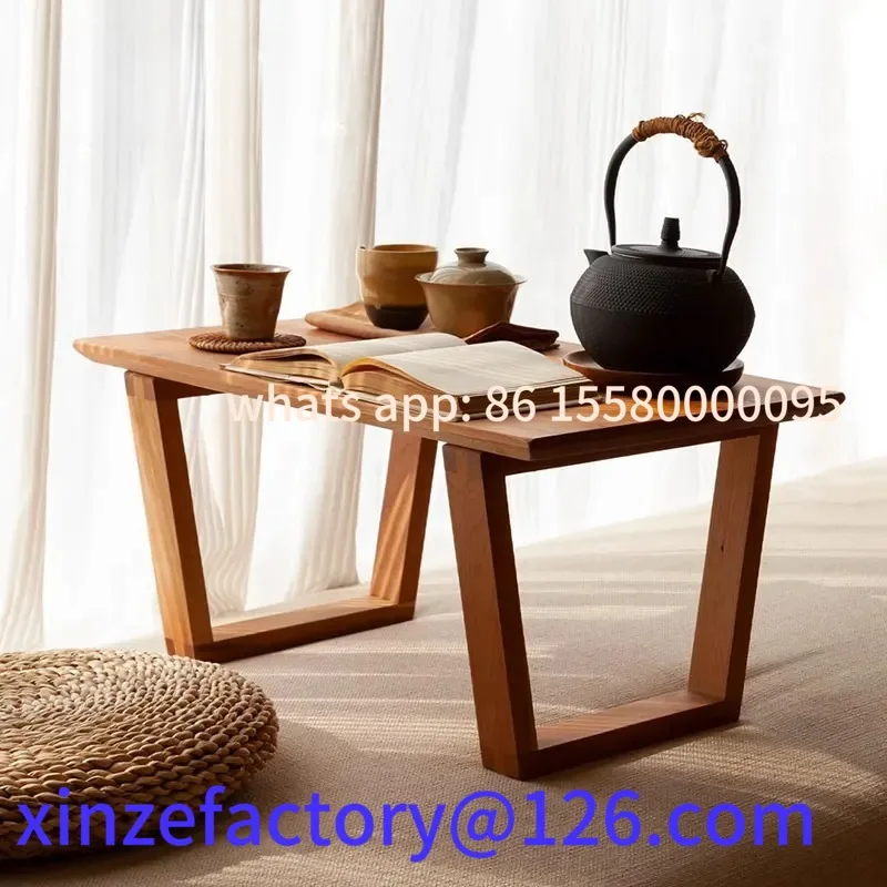 Konfigurowalny stolik do herbaty z litego drewna w stylu nordyckim, japoński stolik kawowy tatami, minimalistyczny stolik boczny na balkon